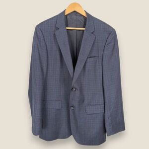 Hugo Boss The James Blazer Sport Coat Men 40L Navy Blue Super 100 Wool 2 Btn